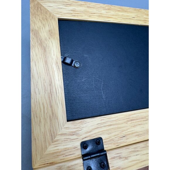 Wooden Memory Box With Picture Frame Lid & Hinged Top trinket jewelry 8x6" READ - Picture 4 of 9